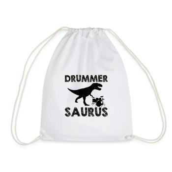 Schlagzeug Dinosaurier | Drummer Musiker Geschenke - Turnbeutel - Weiß - Vorne