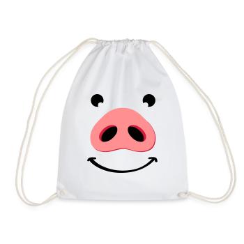 Pig nose happy face. Nose of a pig. - Drawstring Bag - white - Front
