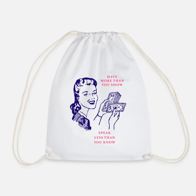 Speak Less Than You Know quote graphic - Drawstring Bag - white
