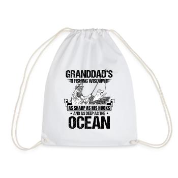 Fishing Granddad Grandpa Fisherman Grandkid Funny - Drawstring Bag - white - Front