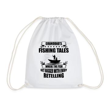 Fishing Granddad Grandpa Fisherman Grandkid Funny - Drawstring Bag - white - Front