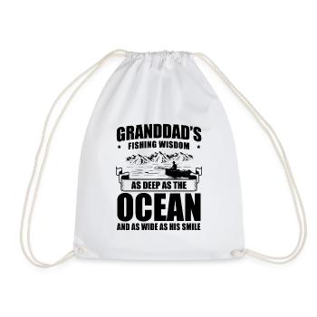 Fishing Granddad Grandpa Fisherman Grandkid Funny - Drawstring Bag - white - Front