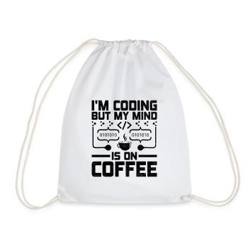 Coffee Coding Programmer Coder Developer Nerd Coff - Drawstring Bag - white - Front