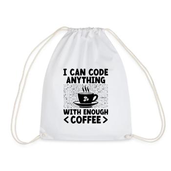 Coffee Coding Programmer Coder Developer Nerd Coff - Drawstring Bag - white - Front