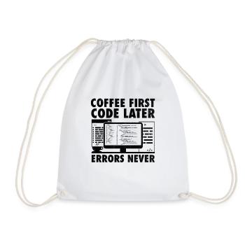 Coffee Coding Programmer Coder Developer Nerd Coff - Drawstring Bag - white - Front