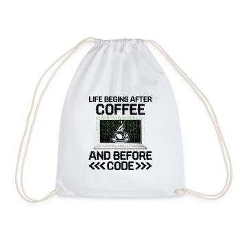 Coffee Coding Programmer Coder Developer Nerd Coff - Drawstring Bag - white - Front