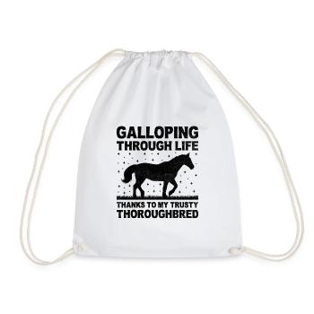 Thoroughbred Horse Racing Riding Equestian Horses - Drawstring Bag - white - Front