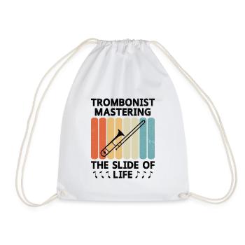 Trombonist Trombone Player Marching Band Trombone - Drawstring Bag - white - Front