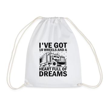 Trucker Driving Dad Trucker Father Truck Driver - Drawstring Bag - white - Front