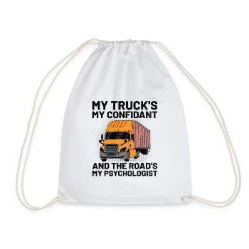 Trucker Driving Dad Trucker Father Truck Driver - Drawstring Bag - white - Front