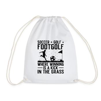 Footgolf Player Foot Golf Playing Footgolfers Foot - Drawstring Bag - white - Front