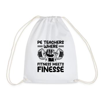 Physical Education Teacher PE Teachers School Spor - Drawstring Bag - white - Front