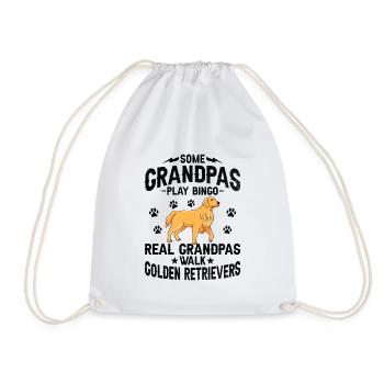 Real Grandpas Walk Golden Retrievers GR Dog Retrie - Drawstring Bag - white - Front
