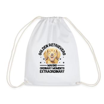 Golden Retrievers Making Ordinary Moments Extraord - Drawstring Bag - white - Front