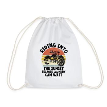 Riding Into The Sunset Because Laundry Can Wait Bi - Drawstring Bag - white - Front
