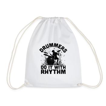 Drummers Do It With Rhythm Drummer Drum Drumming - Drawstring Bag - white - Front