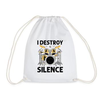 I Destroy Silence Drummer Drumming Drum Drummers - Drawstring Bag - white - Front