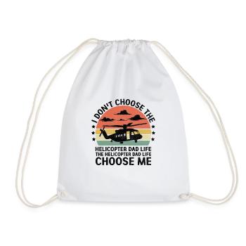 The Helicopter Dad Life Choose Me Aviator Pilot Fa - Drawstring Bag - white - Front