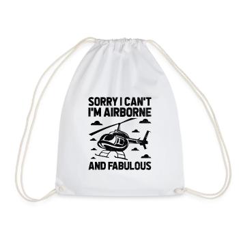Sorry I Can't I'm Airborne And Fabulous Helicopter - Drawstring Bag - white - Front