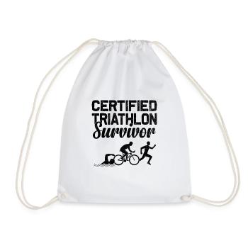 Zertifizierter Triathlon Survivor Swim Bike Run Triathl - Turnbeutel - Weiß - Vorne