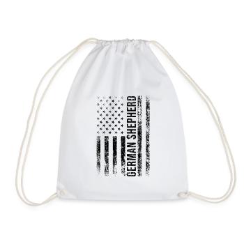 American Flag German Shepherd Lover Dog Owner GSD - Drawstring Bag - white - Front