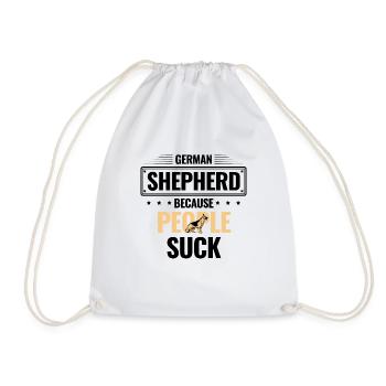 German Shepherd Because People Suck Dog Lover GSD - Drawstring Bag - white - Front