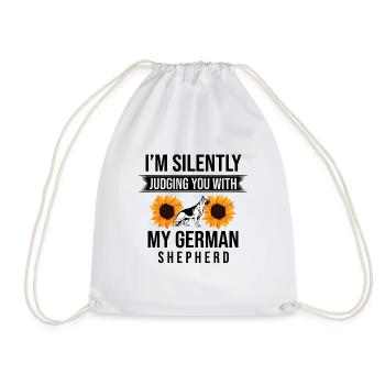I'm Silently Judging You With My German Shepherd G - Drawstring Bag - white - Front