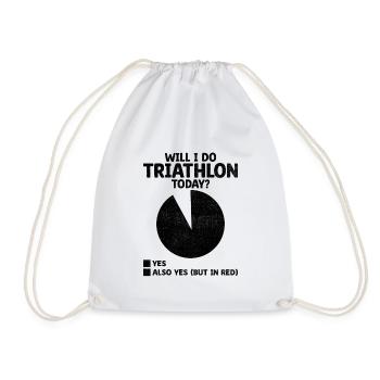 Werde ich heute Triathlon machen, Schwimmen, Radfahren, Laufen, Triathlet - Turnbeutel - Weiß - Vorne