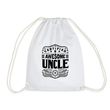 Certified Awesome Uncle Family Uncles Niece Nephew - Drawstring Bag - white - Front