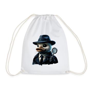 Detective Rubber Duck Illustration Realistic light - Drawstring Bag - white - Front