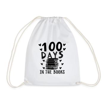 100 Days In The Books Book Reading Bookworm - Drawstring Bag - white - Front