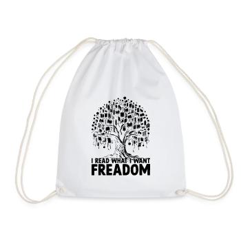 I Read What I Want Freadom Book Reading Bookworm - Drawstring Bag - white - Front