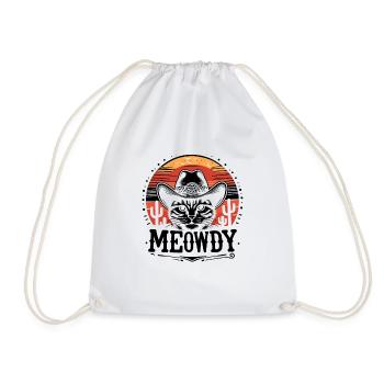Meowdy Cat Cowboy Country Music Song Lover Country - Drawstring Bag - white - Front