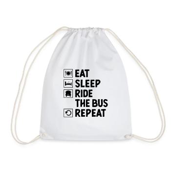 Manger Dormir Monter L’autobus Répétitif Chauffeur de bus scolaire - Sac de sport léger - blanc - Devant