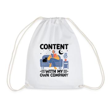 Content With My Own Company Sayings For Introverts - Drawstring Bag - white - Front