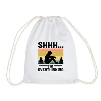 Shhh I’m Overthinking Sayings For Introverts - Drawstring Bag - white - Front