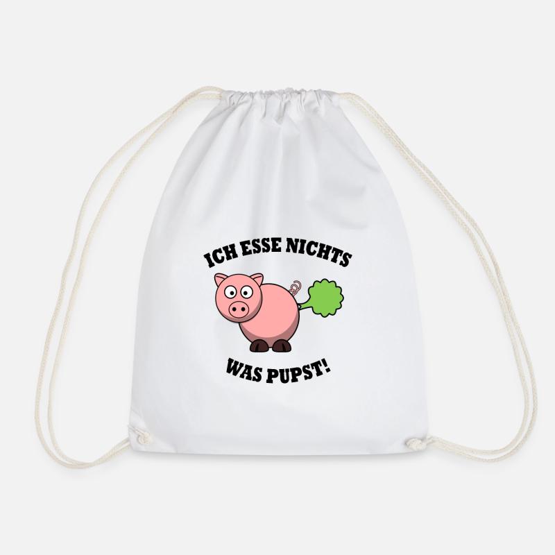 Vegan vegetarian - pig - Drawstring Bag - white