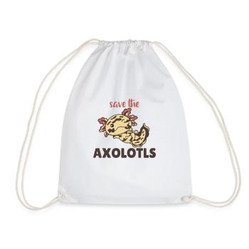 Axolotl cute animals kawaii anime save the axolotl - Drawstring Bag - white - Front