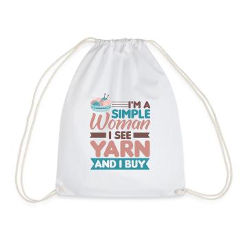 Handmade knitting funny knitting saying - Drawstring Bag - white - Front