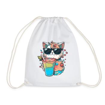 Cat love in cocktail style - Drawstring Bag - white - Front