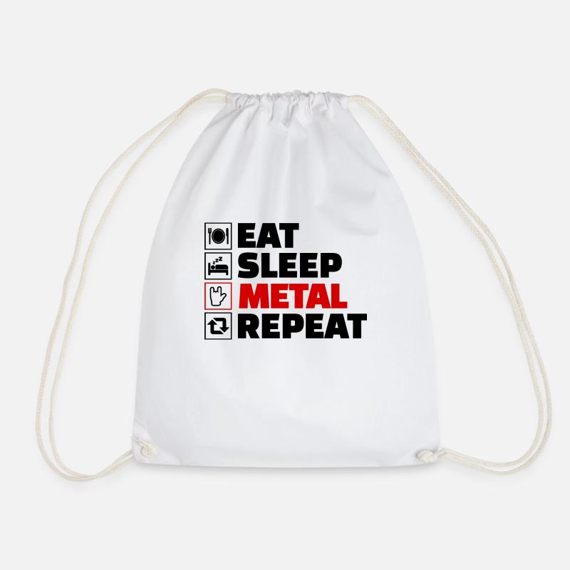Eat Sleep Metal Repeat - Drawstring Bag - white