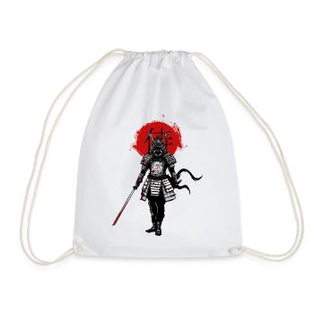 Samurai on a red background - Drawstring Bag - white - Front