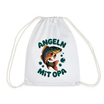 Angeln mit Opa Angelmotiv für Jungen und Mädchen - Turnbeutel - Weiß - Vorne