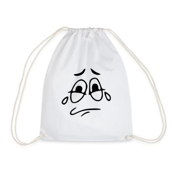 Emoji sad sketch black - Drawstring Bag - white - Front