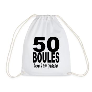 50 boules / Anniversaire 50 ans / Humour - Sac de sport léger - blanc - Devant