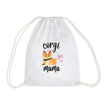 Christmas Corgi Mama Women Girls Mom I love Puppy - Drawstring Bag - white - Front
