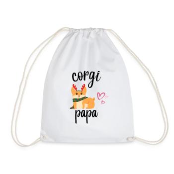 Men Christmas Corgi Dog Papa Man Girls Puppy Dad - Drawstring Bag - white - Front