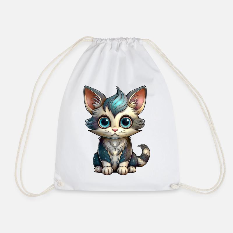 Little Cat - Drawstring Bag - white