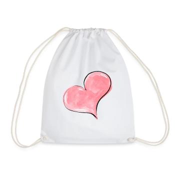 Heart Watercolor Pink - Drawstring Bag - white - Front