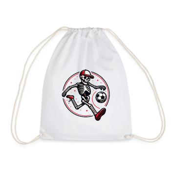 Drôle de squelette avec casquette de baseball jouant au football - Sac de sport léger - blanc - Devant